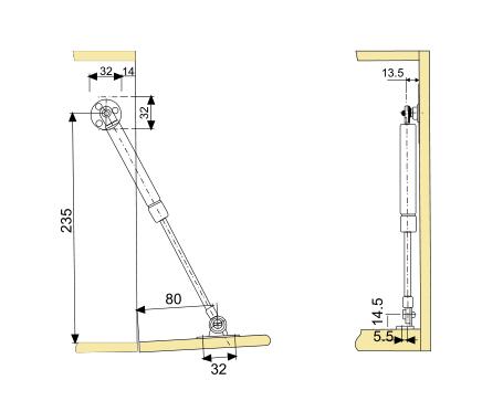 Resorte de gas de cobre/plástico de la puerta que humedece, color